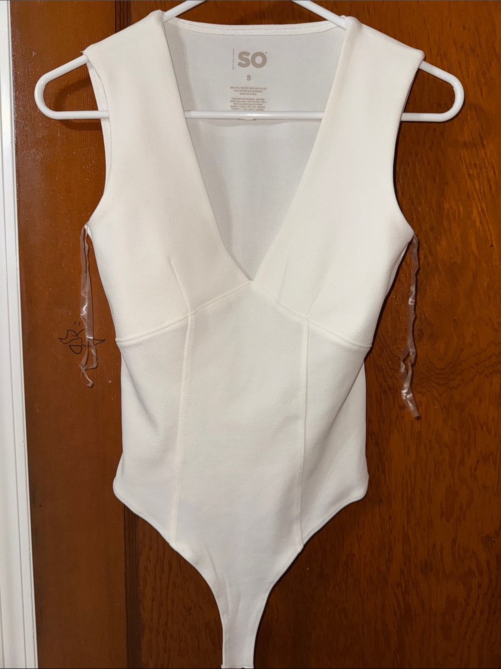 SO White V-Neck Sleeveless Bodysuit